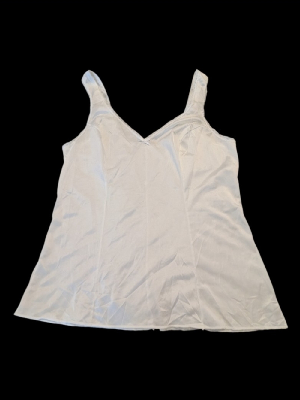 70s Lorraine 0310 White Antron III Nylon Lace Princess Seaming Camisole Slip USA